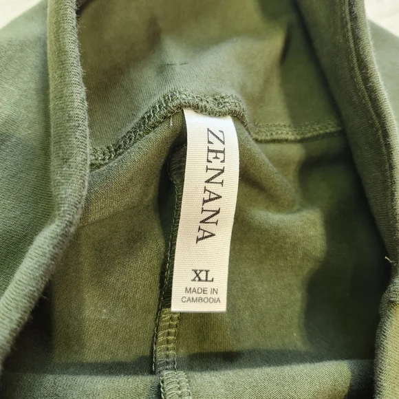 Zenana Outfitters Amy Green Cotton Wide Waistband Moto Leggings - Picture 8 of 11